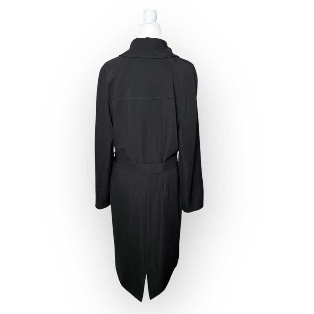 ERICH FEND Long Black Belted Trench Coat Women’s Size 14 US - Picture 5 of 13